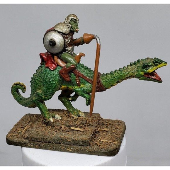 Ogre Warrior Riding On Dinosaur Figurine On Stone Slate Game Piece - Picture 5 of 12